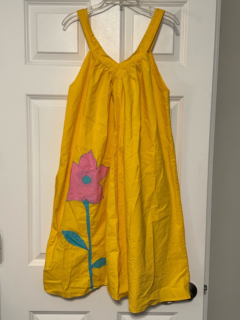 Women’s Vintage Brookside 100% Cotton Sunshine Yellow Flower Print Dress OSFM